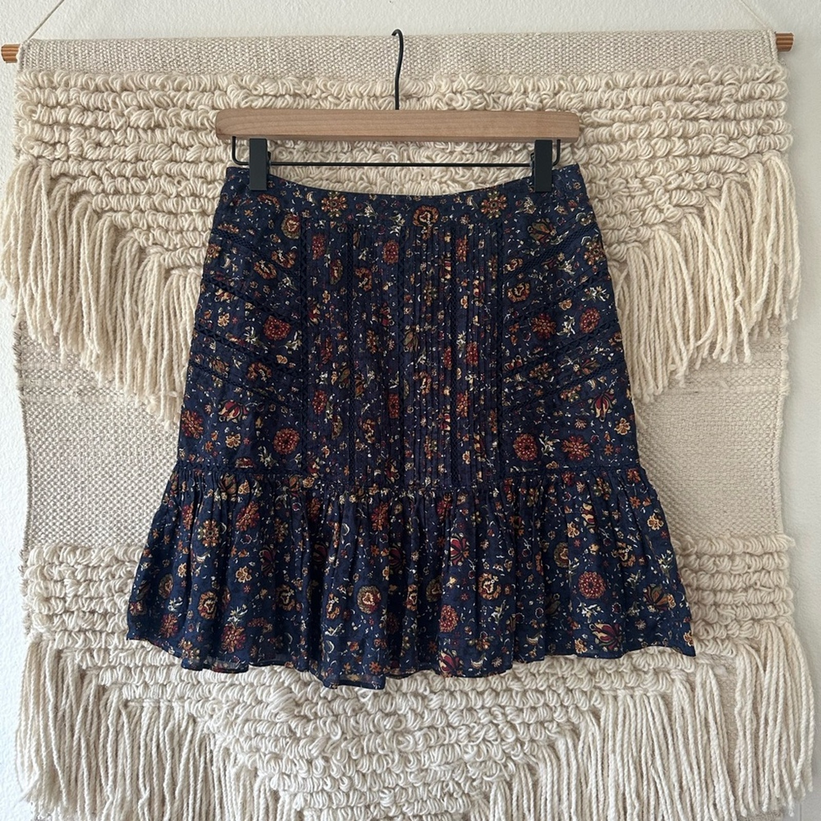 Veronica Beard Harita Pleated Floral Skirt